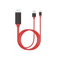 HDMI Cable to TV for iPhone, Digital 1080P to 4K HDTV Displayport Adapter, 6.6ft Lighting Cable Cord Connector Compatible for iPhone Xs Max X 8 7 6 Plus iPad Pro Air Mini iPod - Plug and Play (Red)