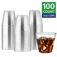 Eupako 5 oz Clear Plastic Cups 100 Pack Plastic Wine Cups Hard Disposable Cups Small Clear Disposable Plastic Cups Great for Event and Party