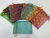 LANGSHA 100Pcs 4"x6" Sheer Drawstring Organza Jewelry Pouches Wedding Party Christmas Favor Gift Candy Bags (Mixed E)