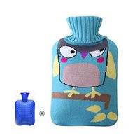 1 Liter Hot Water Bottle Lovely Owl Pattern with Knit Cover