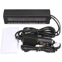 Lollipop Multi-Function Digital 12V Car Voltage Alarm Clock with Inside/Outside Temperature Thermometer LCD Display Battery Voltage Monitor Meter Detector