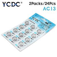 24Pcs YCDC AG13 LR44 357A S76E G13 Button Coin Cells 1.5V Alkaline Batteries