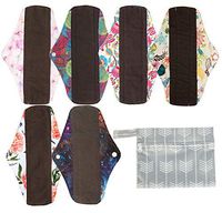 7pcs Set 1pc Mini Wet Bag +6pcs 10 Inch Regular Charcoal Bamboo Mama Cloth/Menstrual Pads/Reusable Sanitary Pads (Arrow)