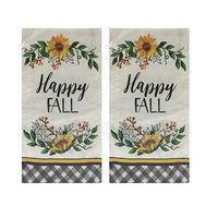 Thanksgiving Holiday themed Guest Towels Buffet 2-ply Paper Napkins with Sunflowers and"Happy Fall" Script (Pack of 2) 20 ct Each