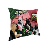 Home of 4 French Bulldogs Dogs Playing Poker Pillow (14x14)
