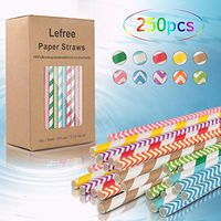 Paper Straws，Lefree 250pack 100% Plasticless Biodegradable Paper Straws - 10 Different Colors Eco-Friendly Set Paper Drinking Strawsfor Party, Birthday, Wedding, Bridal Shower, and Decorations