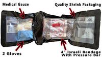 4" Israeli Bandage with Pressure Bar + Medical Gauze and Gloves Kit