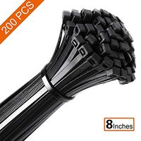 200 Pieces Zip Ties, Fomuson Nylon Cable Ties with 40lbs Tensile Strength, Self-Locking Plastic Wire Tie Wraps with Heat & UV Resistance for Indoor and Outdoor(8" x 0.15" / Black)