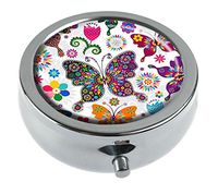 Hiuyi Butterfly Custom Personalized Round Pill Box Pocket Wallet Travel Pill Vitamin Decorative Box Protector