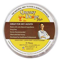 Three Lollies Queasy Drops Plus Honey & Pectin Nausea Relief (Chemo, Motion Sickness and Dry Mouth) Drug Free & Gluten Free 3 Flavors: Ginger Honey, Lemon Honey & Eucalyptus Honey 21 Drops