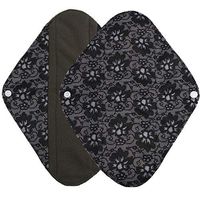 Menstrual Pad Foldable Portable Reusable Bamboo Cloth Washable Mama Sanitary Towel Pad (Black, Medium)