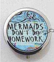 BlackKey Mermaids Dont Do Homework 3-Compartment Decorative Pocket Gift Box Case Organizer for Pill, Color 1 -21