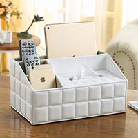 T-ZJHC Multi-Function Tissue Box Desktop Living Room Coffee Table Storage Box Remote Control, White Sheepskin Pattern