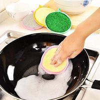 Erholi Double Sided Round Dish Cleaning Pad Scourer Sponge Kitchen Cleaner Washing Tool Sponges