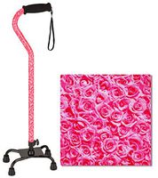 NOVA Designer Quad Cane, Ultra Lightweight Four Legged Cane with Soft Grip Handle, Height (for Users 4’11” - 6’4”) and Left or Right Adjustable, Roses