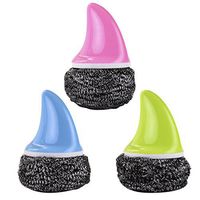 Stainless Steel Scourer Fcoson Handle Scrubber Brush Kitchen Utensil Pot Pan Lid Dish Brush Cleaning Washing Tools Pack of 3