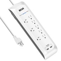 Power Strip with USB - BEVA 8-Outlet (3 Wide-Spaced Outlets) Surge Protector Power Strip 2 USB Charging Ports 6ft Extension Power Cord Desktop Charging Station Outlet for Home,Office ETL Listed White