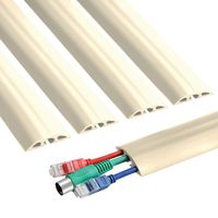 6.5 ft Floor Cable Cover - Straight Cord Protector - Durable Low Profile PVC Duct - Flexible 3 Channel Wire Cover in Workshop, Concerts, Office Home Doorway, 5X L15.6in W2in H0.5in, Beige