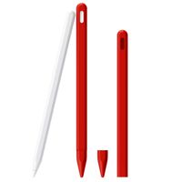 Elastic Protective Silicone Sleeve Grip Skin Cover Case,Bundle Compatible with Apple Pencil, Soft Silicone Protective Holder Sleeve Compatible for Apple Pen Accessories Case Holder (Red)