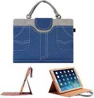 Handbag Case for iPad 7, Smart Screen Protection Cover Stylish Denim Handbag Design,Multiple Viewing Angle Stand, Protective Business Case Shell with Handle for iPad 7th Gen 10.2 inch 2019 - Blue