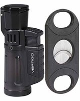 Cyclone 3 4 Torch Lighter Big Boy 64 Ring Gauge Cigar Cutter in an Attractive Gift Box Warranty Black