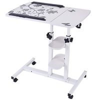 Auwish Height Adjustable Laptop Stand | Mobile Computer Desk Rolling Cart with Mouse Pad Sofa Bed Side Tables Breakfast Tray Desktop Notebook Holder (White)