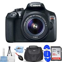 Canon EOS Rebel T6 DSLR Camera with 18-55mm Lens (Black) [RENEWED] Starter Bundle with 32GB SD, Memory Card Reader, Gadget Bag, Blower, Microfiber Cloth and Cleaning Kit