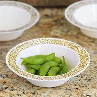 White With Gold Trimmed 6Oz Round Disposable Bowl - Picturesque Collection