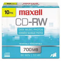 Maxell CD-RW Discs, 700MB/80min, 4x, Silver, 10/Pack (MAX630011)
