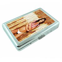 Farmer's Daughter Pin Up Girls USA S9 Silver Cigarette Case Metal Wallet Id Holder 4" X 2.75" RFID Protection
