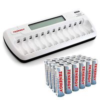 Combo: TN160 12-Bay AA/AAA NiMH/NiCD LCD Charger + 24 AA Premium NiMH Rechargeable Batteries