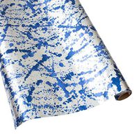 Caspari Splatterware 30 in. x 5 ft. Wrapping Paper in Blue & Silver Foil, 3 Rolls Included