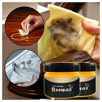 Wood Seasoning Beewax - Wood Polish Traditional Beeswax for Wood & Furniture Care Complete Solution Beeswax Polished Waterproof Wear-Resistant Multipurpose Natural Beeswax (2PCS Beewax + 1PC Sponge)