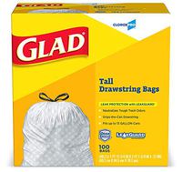 Glad Tall Kitchen Drawstring CloroxPro Trash Bags - 13 Gallon - 100 Count, 4 Boxes/Case (Packaging May Vary)