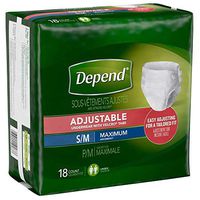 Depend Adjustable Underwear, Maximum Absorbency, Depend Rfst Undwr Sm-Md, (1 PACK, 18 EACH)