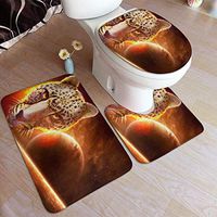 Cheetah Star Microfiber Bathroom Contour Rugs Combo,Set of 3 Soft Shaggy Non Slip Bath Shower Mat Rectangle-Shaped U-Shaped and O-Shaped Toilet Floor Rug