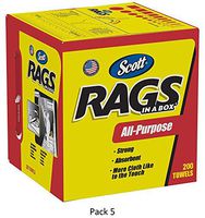 Scott Rags in A Box 75260, White, 200 Shop Towels/Box, Pack of 8, 5 Case