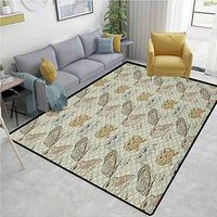 YucouHome Owl Striped Door Mats Outside, Cool Looking Owls Different Shapes and Sizes Drawing Style Sketch Pattern Print, Fashionable High Class Living Bedroom Rugs(2'x 6') Brown Reseda Green
