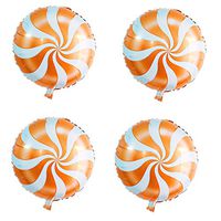uxcell Foil Wave Printed Birthday Wedding Party Decor Helium Round Candy Balloons 18 Inches 4 Pcs Orange