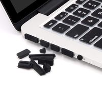 [2 Pack] Anti Dust Plug Set Compatible for MacBook Air 13" /MacBook Air 11" /MacBook Pro 13" 15" 2015 or Older Model (Black+Clear)