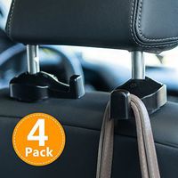 Toplus 4 PACK Car Headrest Hooks - Vehicle Universal Car Organizer Car Back Seat Headrest Hanger Holder Hook for Bag Purse Cloth Grocery, Black- Coloured
