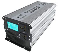 HuiKe Intelligent LCD Display 2500W (5000W Surge) Pure Sine Wave Power Inverter 24VDC to 220 VAC 50Hz with 2 AC Outlets, 2 Battery Cables for Solar, RV, Car, Boat