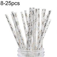 Yamalans Reusable Straws 25Pcs Heart Wave Star Snowflake Paper Drinking Straws Easy to Clean Eco Friendly Extra Long for Party Supplies 8#