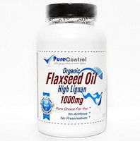 Organic Flaxseed Oil High Lignan 1000mg // 200 Capsules // Pure // by PureControl Supplements