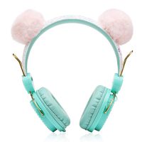 Kids Headphones for Girls Boys, Cute Bear Ear Wired Girls Headphones for School Travel Christmas Birthday Gifts (Green)