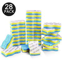 Mastertop 28/Pack Magic Three Layers of Cleaning Sponges,Scrubbing Sponges Use for Kitchen, Bathroom & More