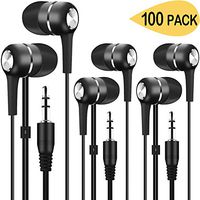 Bulk Earbuds Headphones 100 Pack, Wholesale Disposable Ear Buds Bulk Earphones for Classroom,School,Kids,Libraries,Museums (Black)