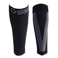 Athletec Sport Compression Calf Sleeve (20-30 mmHg) for Shin Splints, Running, Travel, Cycling, Leg Pain and Calf Pain Relief - Size Small/Medium in Black (One Pair)