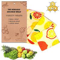Beeswax Food Wrap (Sliced Yellow Lemon) 3 Pack. Organic, washable, reusable, eco friendly, natural, environmentally safe alternative to plastics like saran wrap