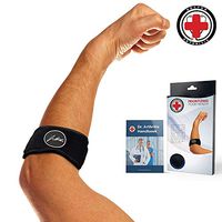 Elbow Strap/Support/Brace for Tennis & Golfer's Elbow & Doctor Written Rehabilitation Handbook - Forearm Strap, Left & Right Arms (Black)